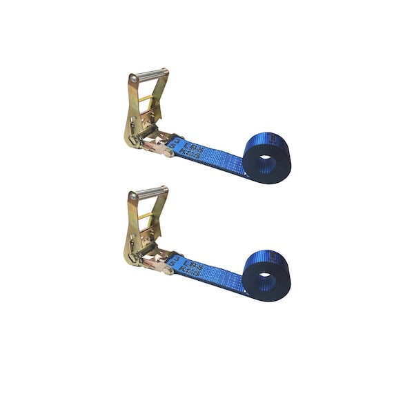 Heavy Duty 2" x 20' Utility Endless Ratchet Tie Down Strap for Cargo Bundling Blue, 2PK